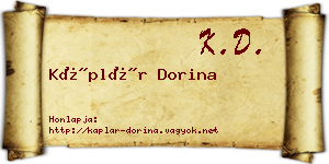 Káplár Dorina névjegykártya